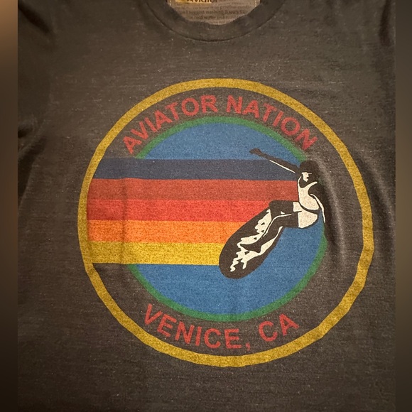 🌈 🏄‍♀️ SOLD OUT Aviator Nation 🌴 🌊 SIGNATURE VENICE CHARCOAL Unisex TEE Small - Picture 6 of 16